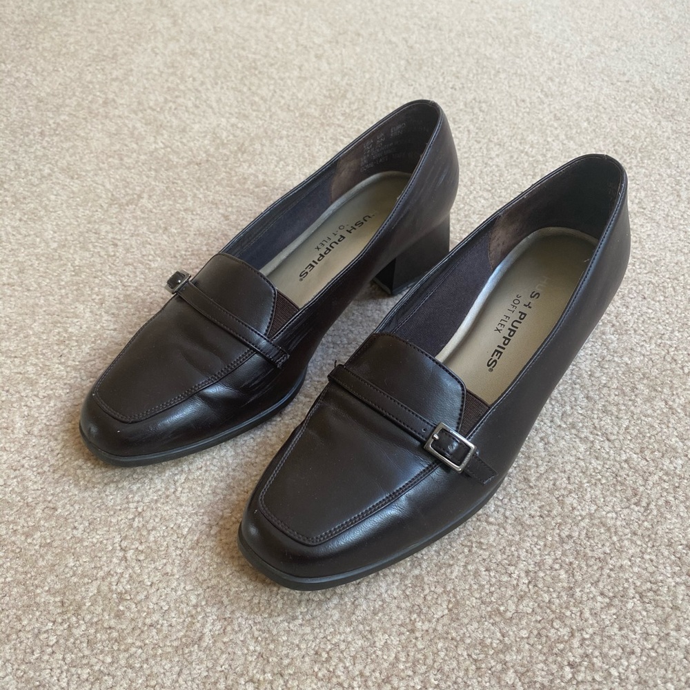 [Hush Puppies] Brown Heeled Loafers
